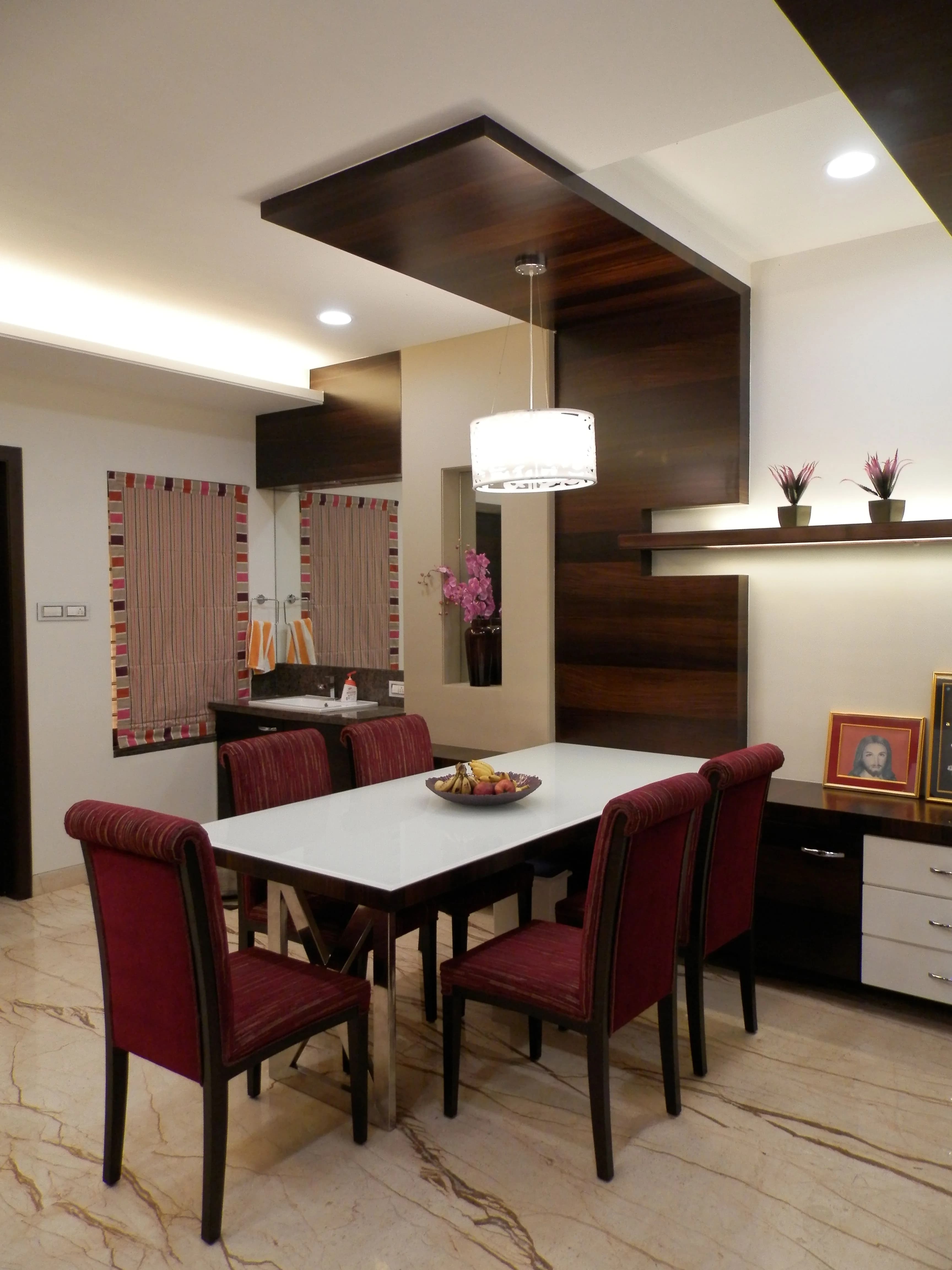Sleek monochromatic dining area design