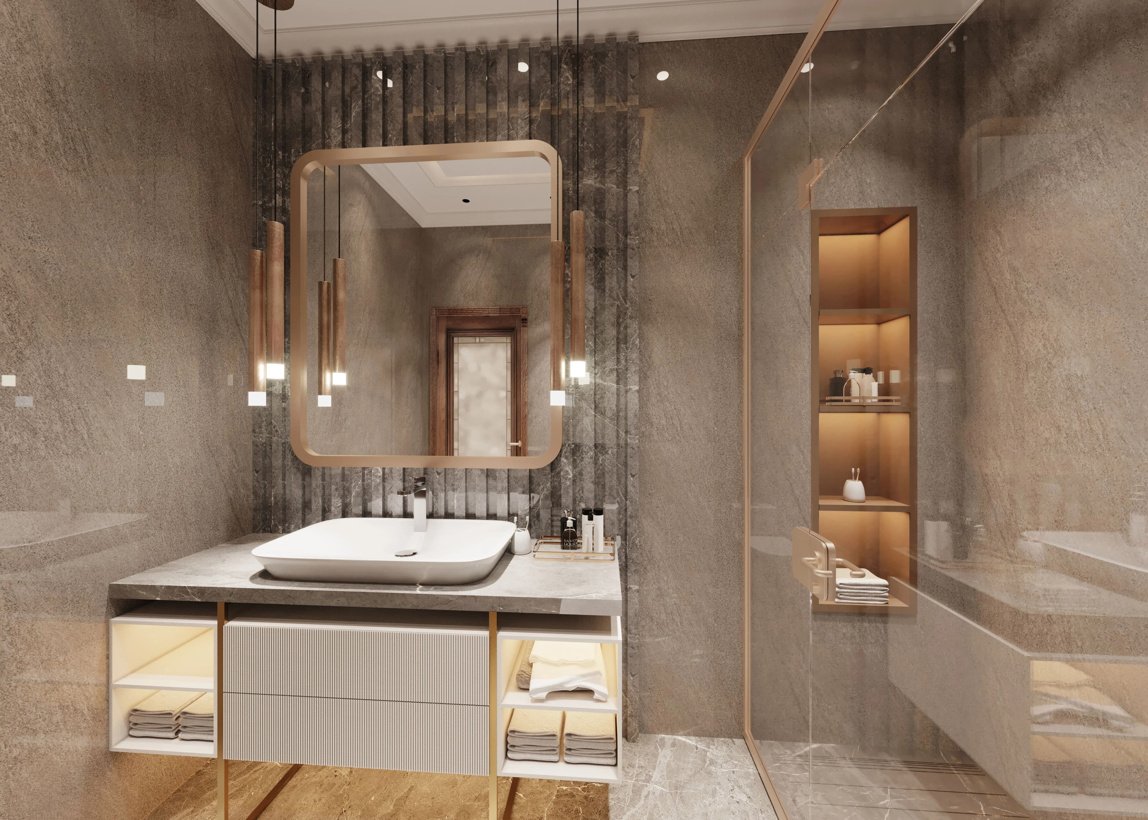 Serene minimalist washroom