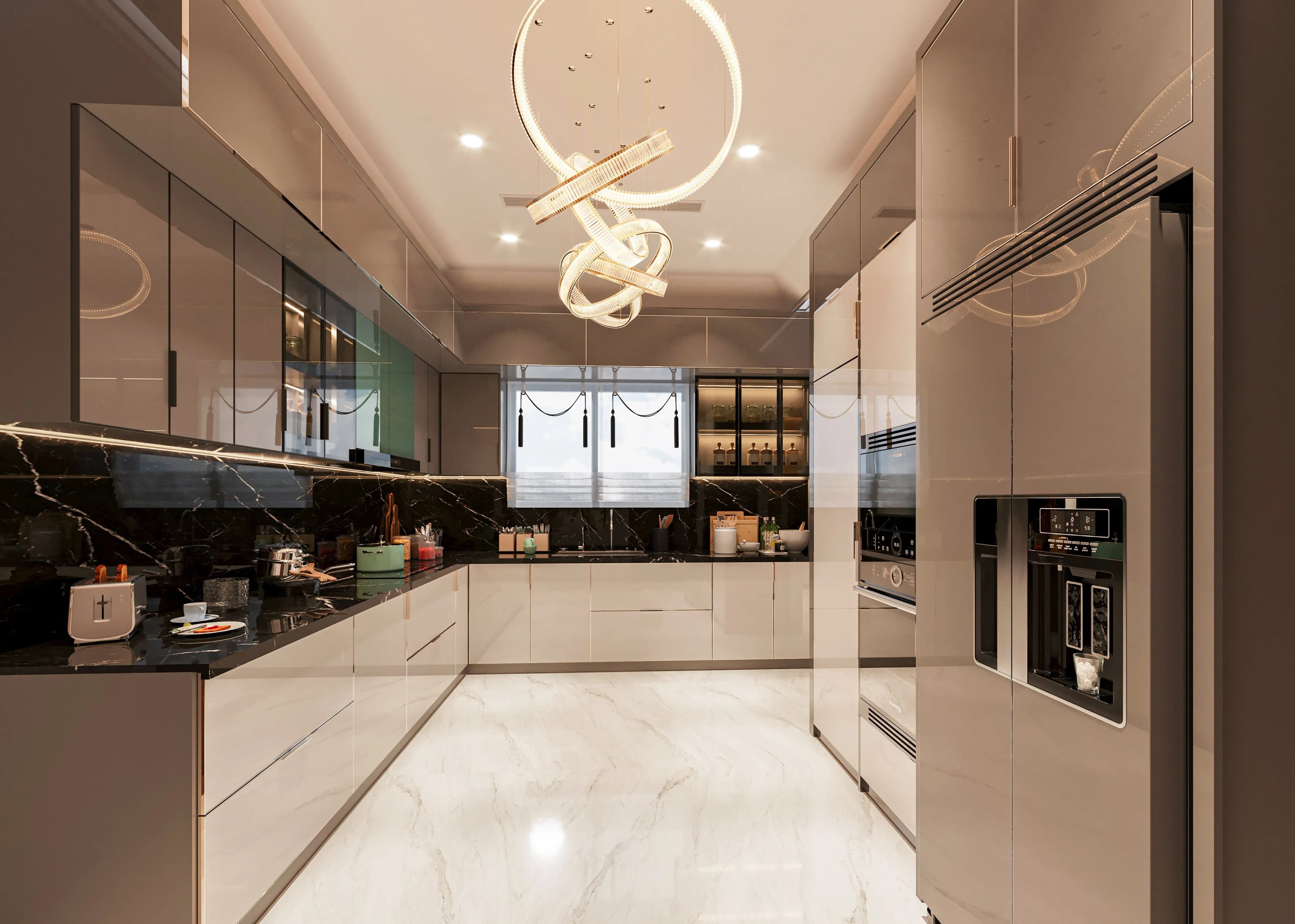 Opulent formal kitchen setup